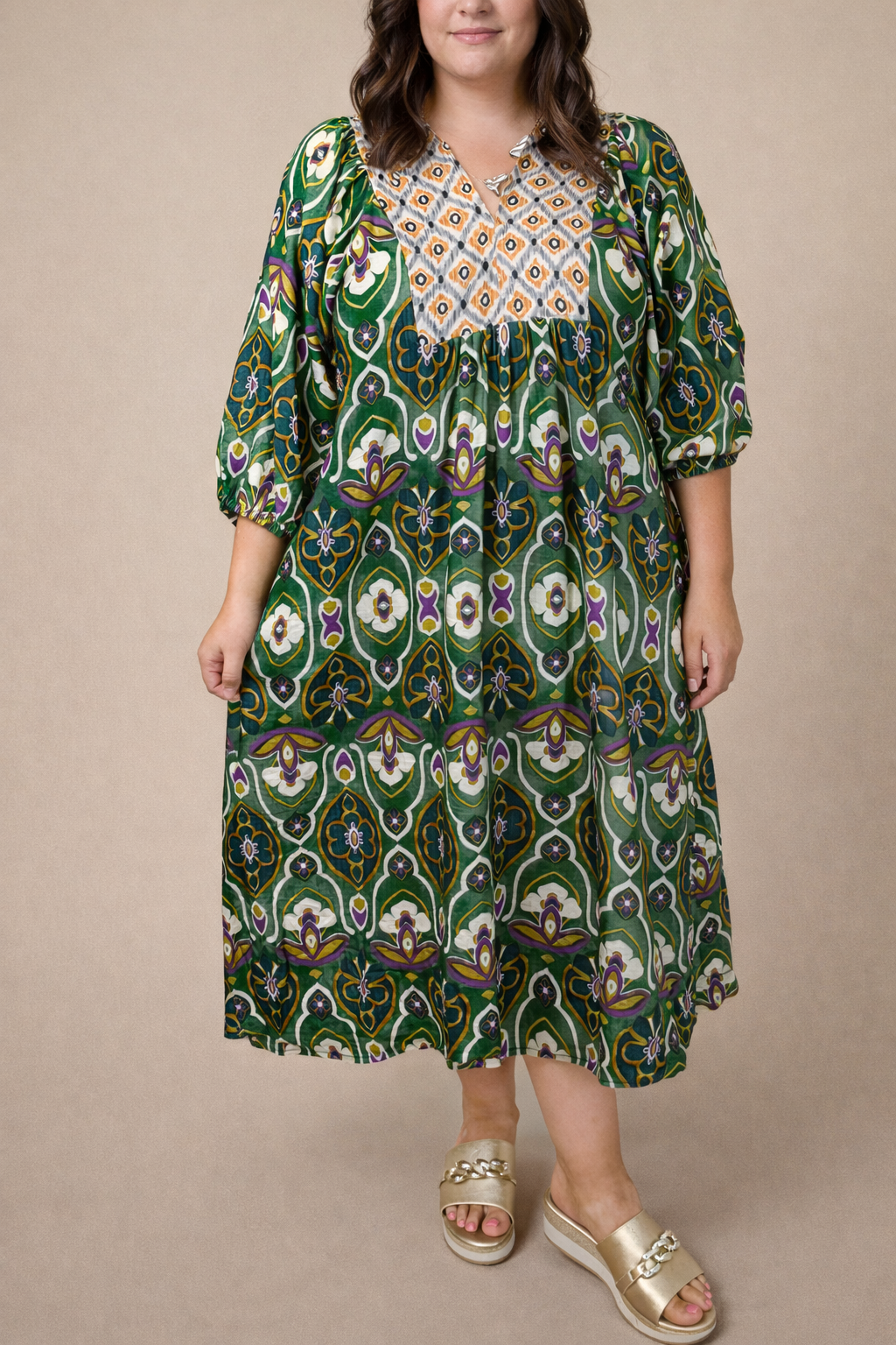 Green Plus Size Floral Dress January.