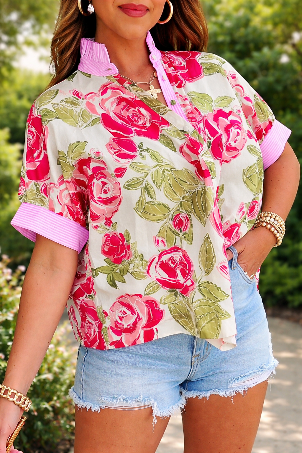 Pink Flower Collar Shirt January.