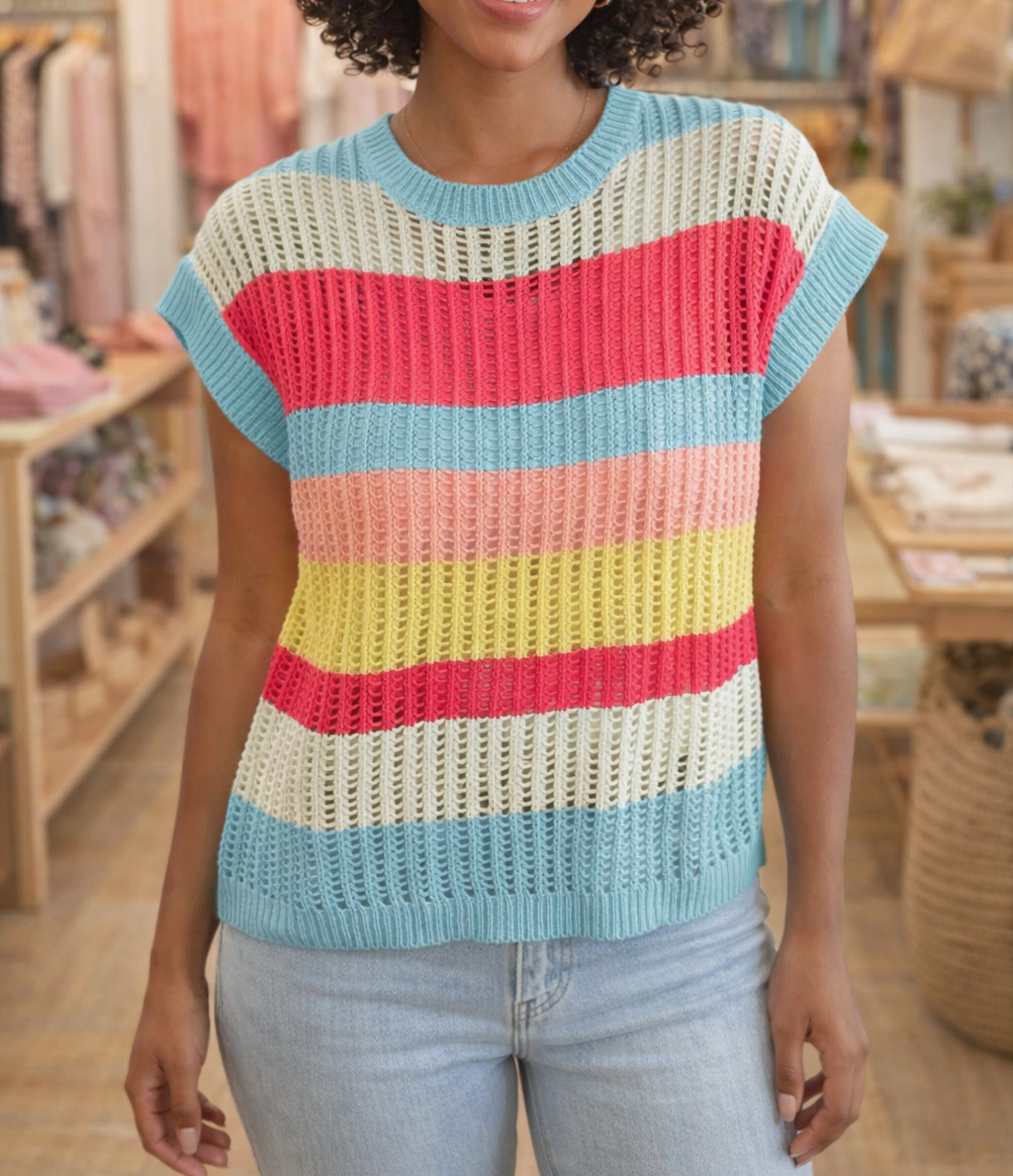 Stripe Colorblock Hollow Knit January.