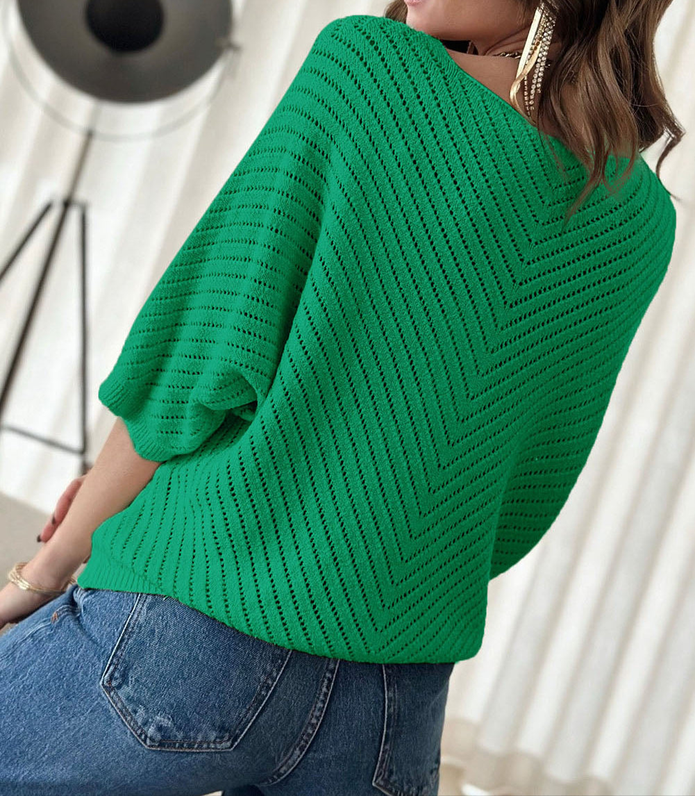 Green V Neck Sweater Top July.