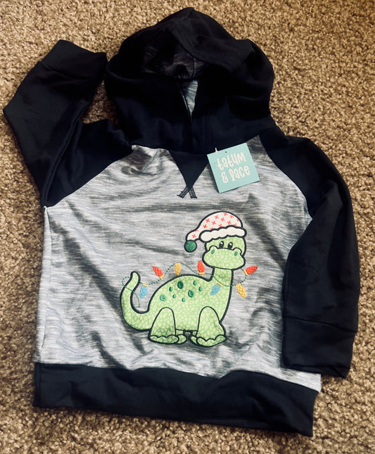 Dinosaur Christmas Hooded Sweatshirt