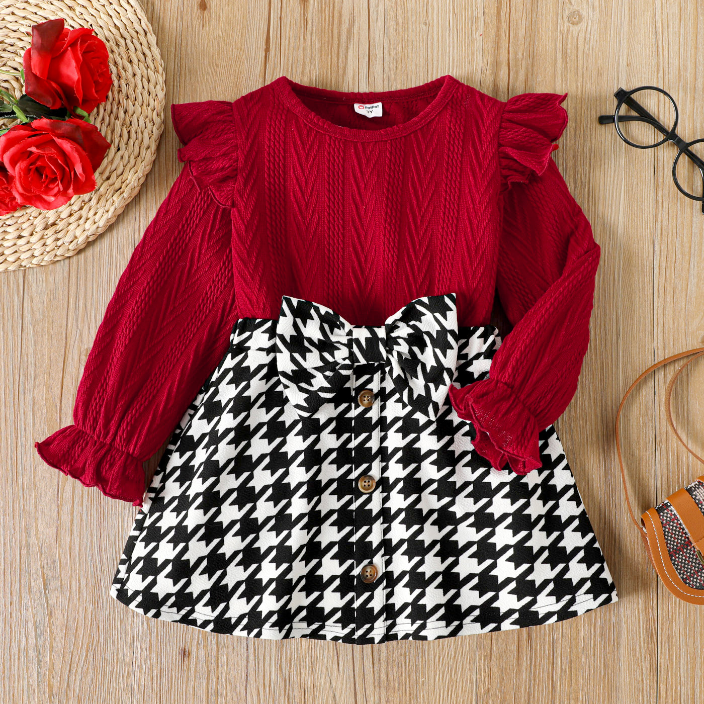 2pcs Girl Christmas Shirt/Skirt