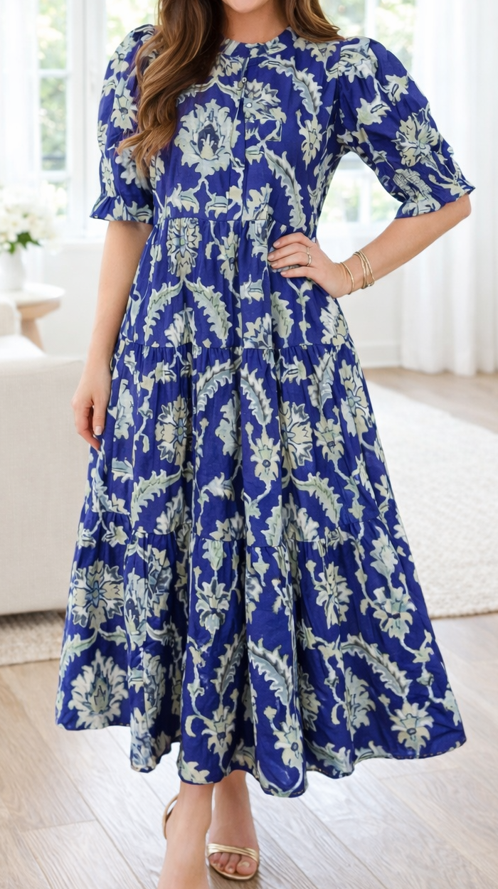 Blue Floral Long Dress January.