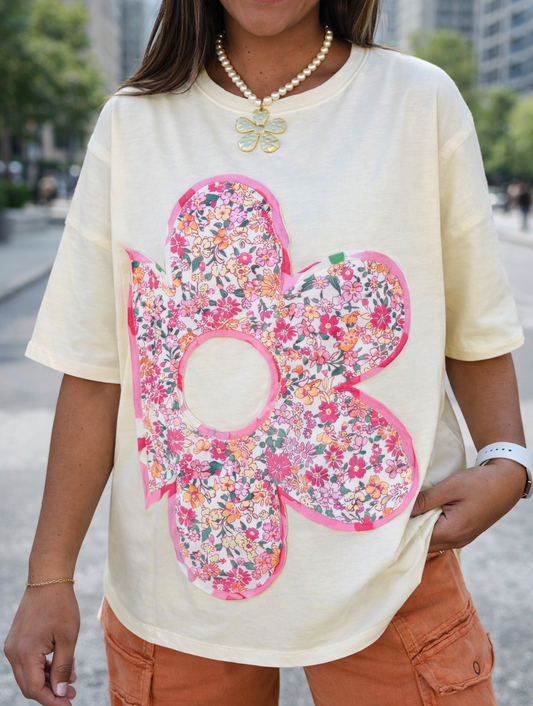 Floral Raw Seam Flower Top January.