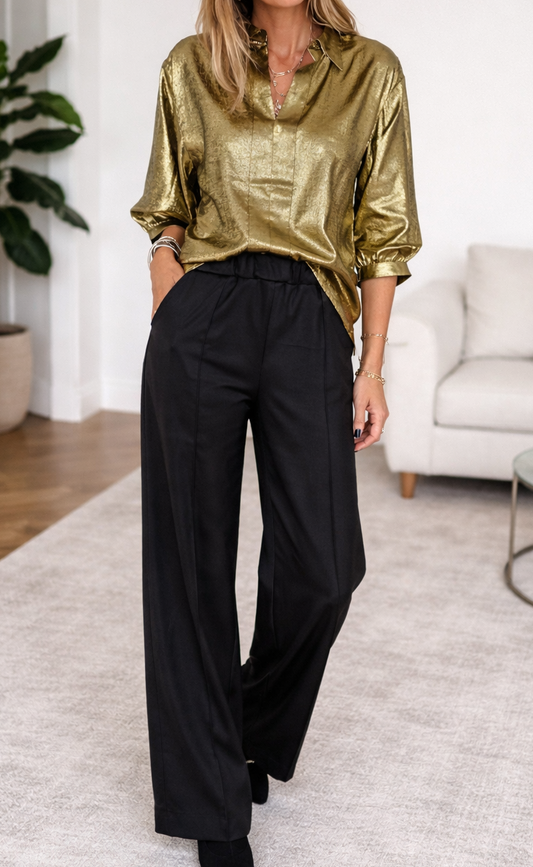 Gold Metallic Blouse January.