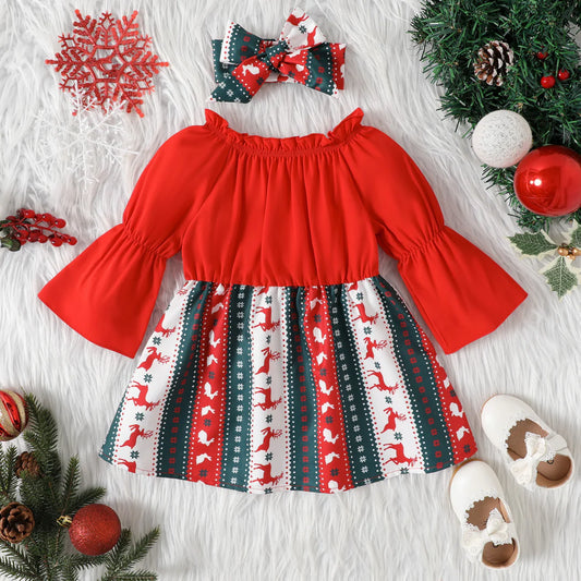 Baby Girl Bell Sleeve Dress w/Headband