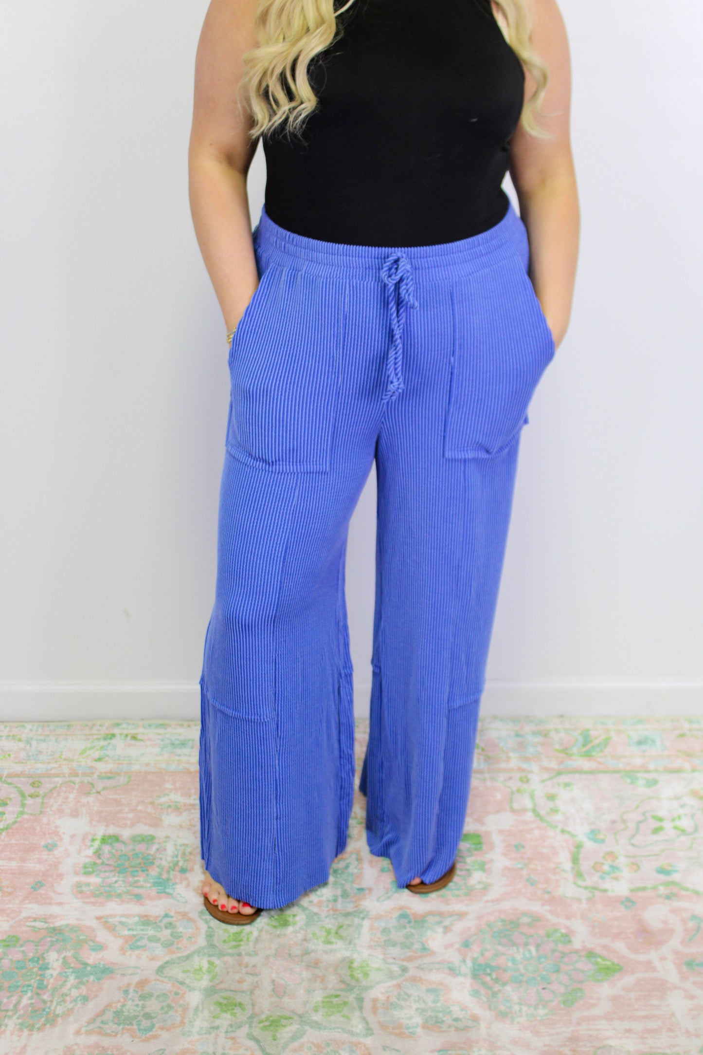 Blue Ribbed Plus Size Pants December.