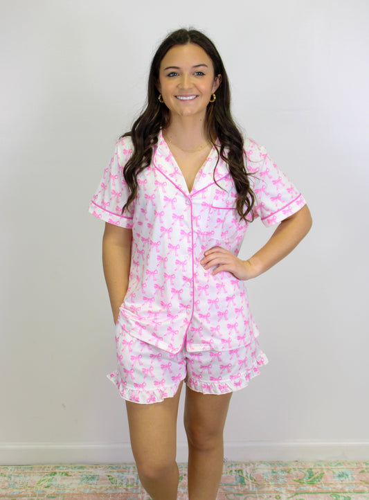 Pink Bow Ruffle Pajamas December.