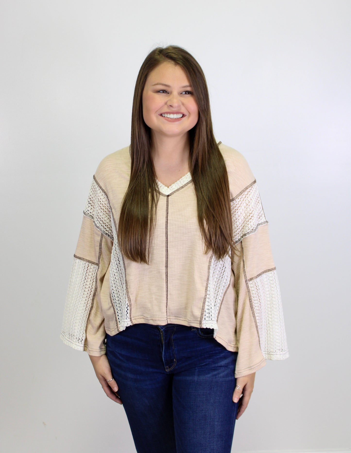 Light Brown Lace Oversized Top December.