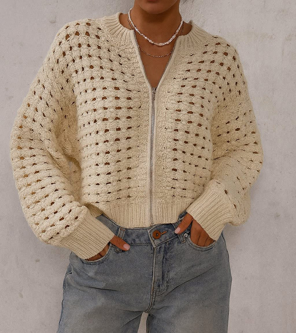 Hollow Knit Zip Cardigan October.