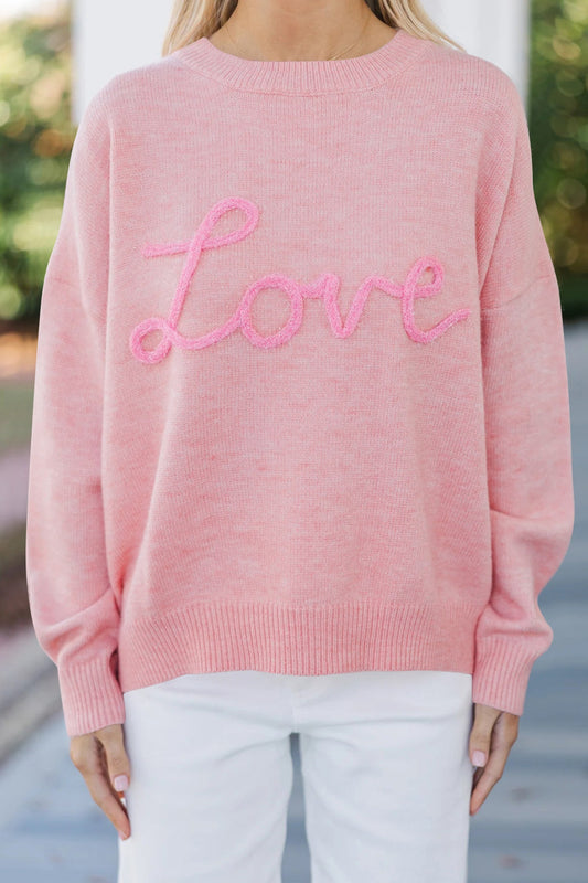 Pink Corded Love Sweater January.