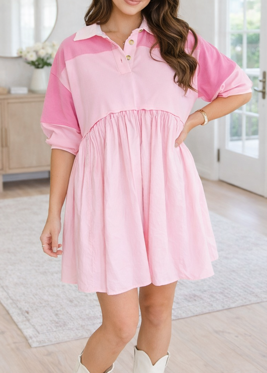 Pink Raw Seam Mini Dress January.