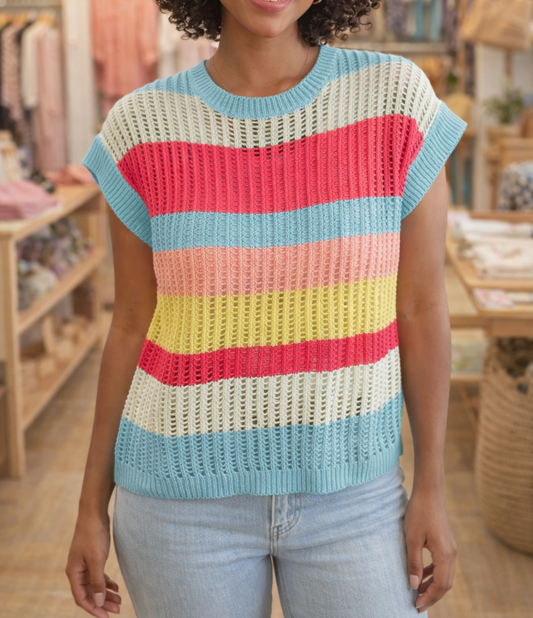 Stripe Colorblock Hollow Knit January.