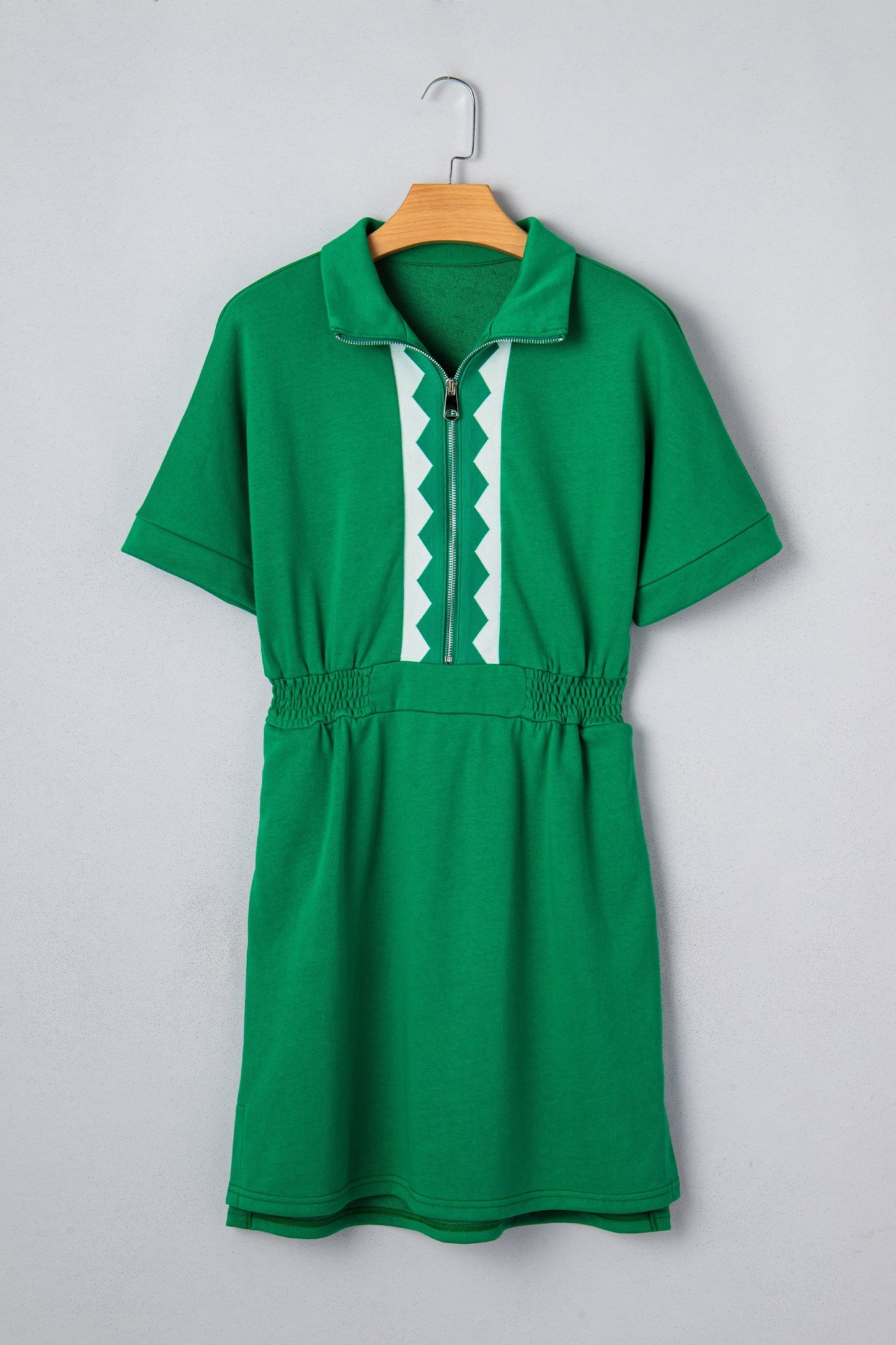 Green Elastic Waist Mini Dress January.