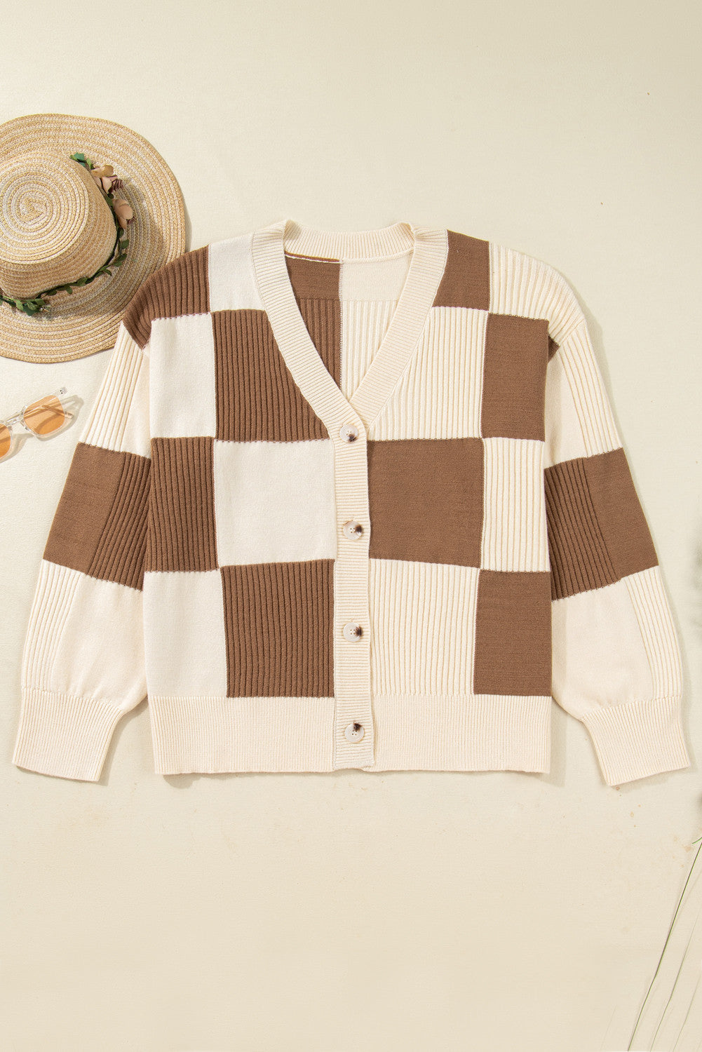 Checkered Ribbed Plus Cardigan November.